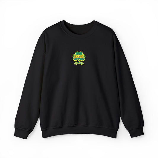 Crewneck Sweatshirt - Green & Yellow Shamrock 'Lucky' Chest Logo (embroidery work)