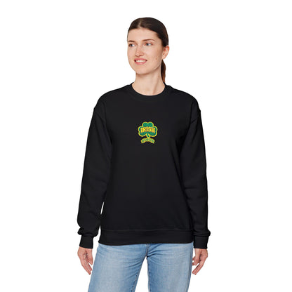 Crewneck Sweatshirt - Green & Yellow Shamrock 'Lucky' Chest Logo (embroidery work)