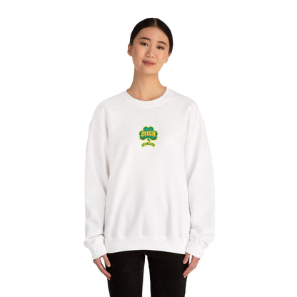 Crewneck Sweatshirt - Green & Yellow Shamrock 'Lucky' Chest Logo (embroidery work)
