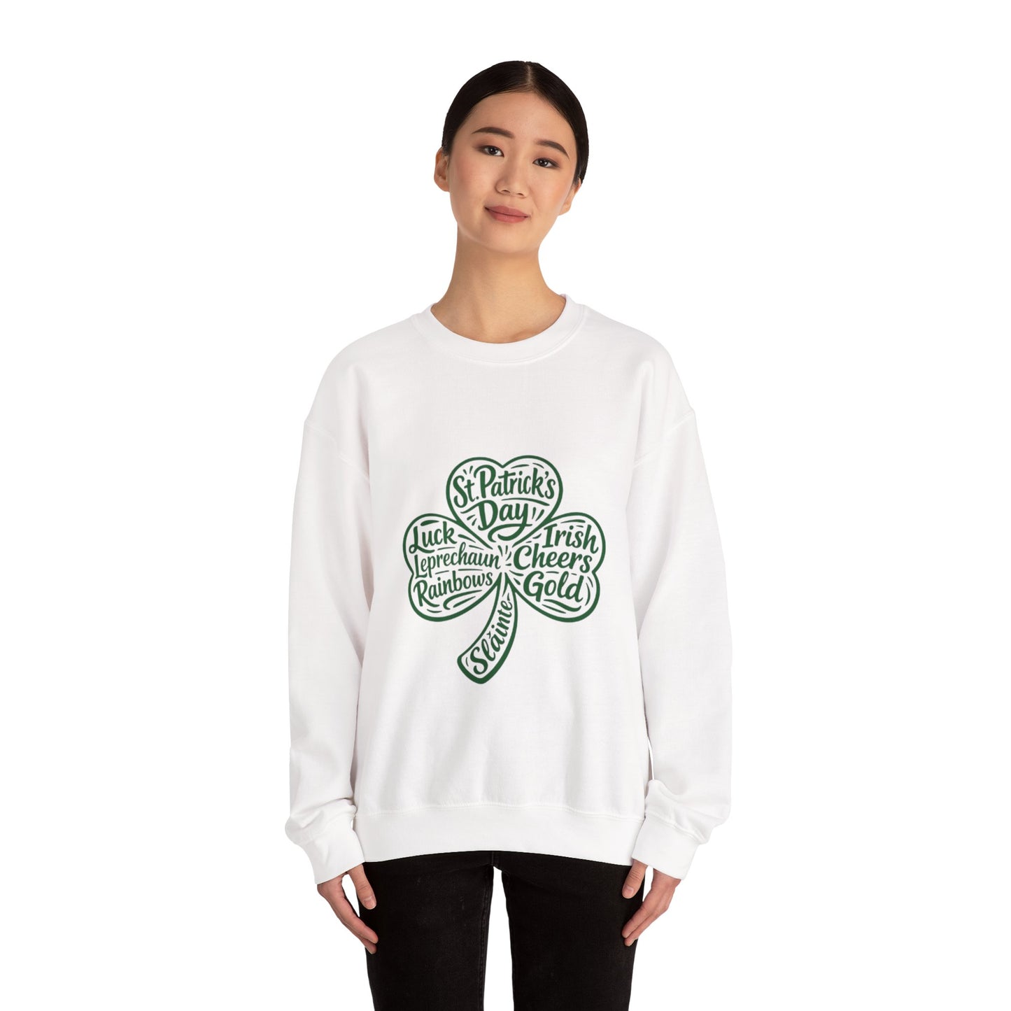 St. Patrick’s Day Shamrock Crewneck Sweatshirt Irish Cheers & Luck Design