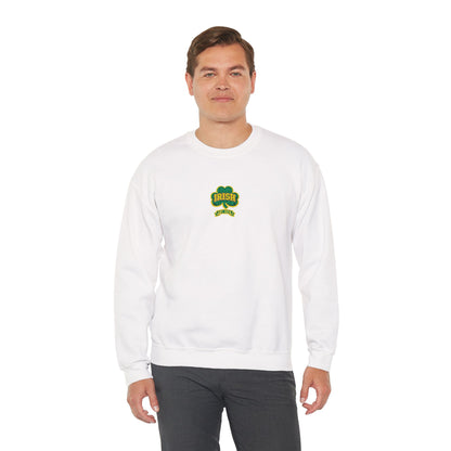Crewneck Sweatshirt - Green & Yellow Shamrock 'Lucky' Chest Logo (embroidery work)