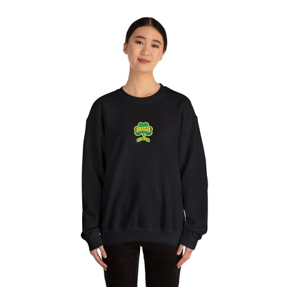 Crewneck Sweatshirt - Green & Yellow Shamrock 'Lucky' Chest Logo (embroidery work)