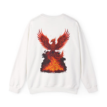 Phoenix Rising Crewneck Sweatshirt — Fiery Mythical Bird Back Graphic