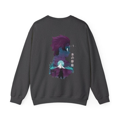 Anime Sweatshirt — Mountain Nightscape with Kanji