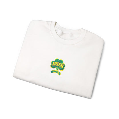 Crewneck Sweatshirt - Green & Yellow Shamrock 'Lucky' Chest Logo (embroidery work)