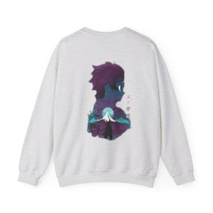 Anime Sweatshirt — Mountain Nightscape with Kanji