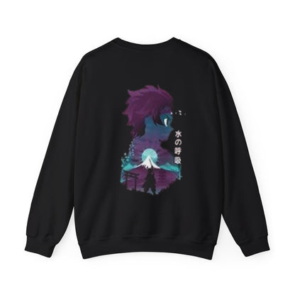 Anime Sweatshirt — Mountain Nightscape with Kanji