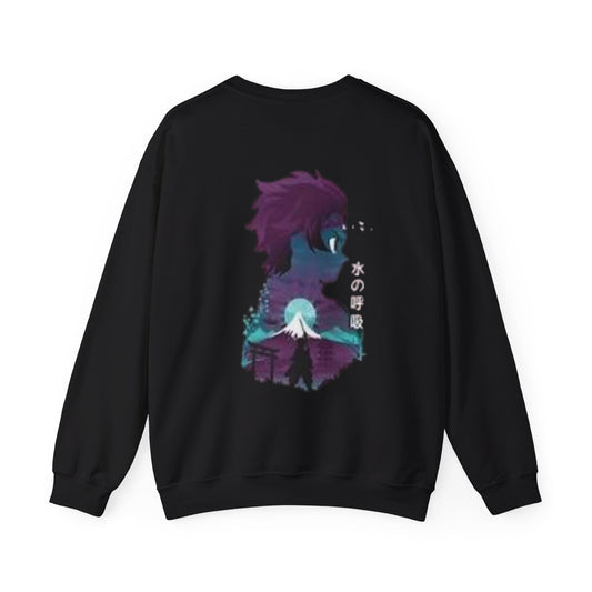 Anime Sweatshirt — Mountain Nightscape with Kanji