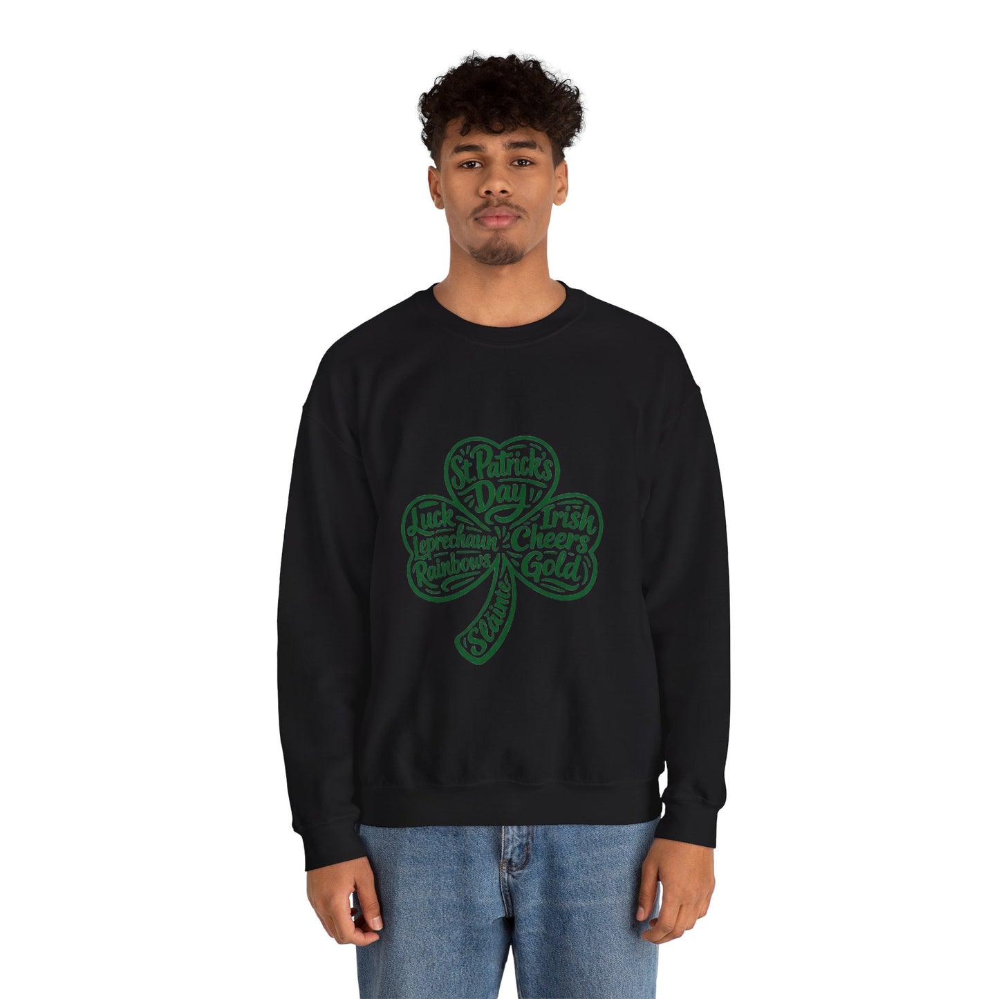 St. Patrick’s Day Shamrock Crewneck Sweatshirt Irish Cheers & Luck Design